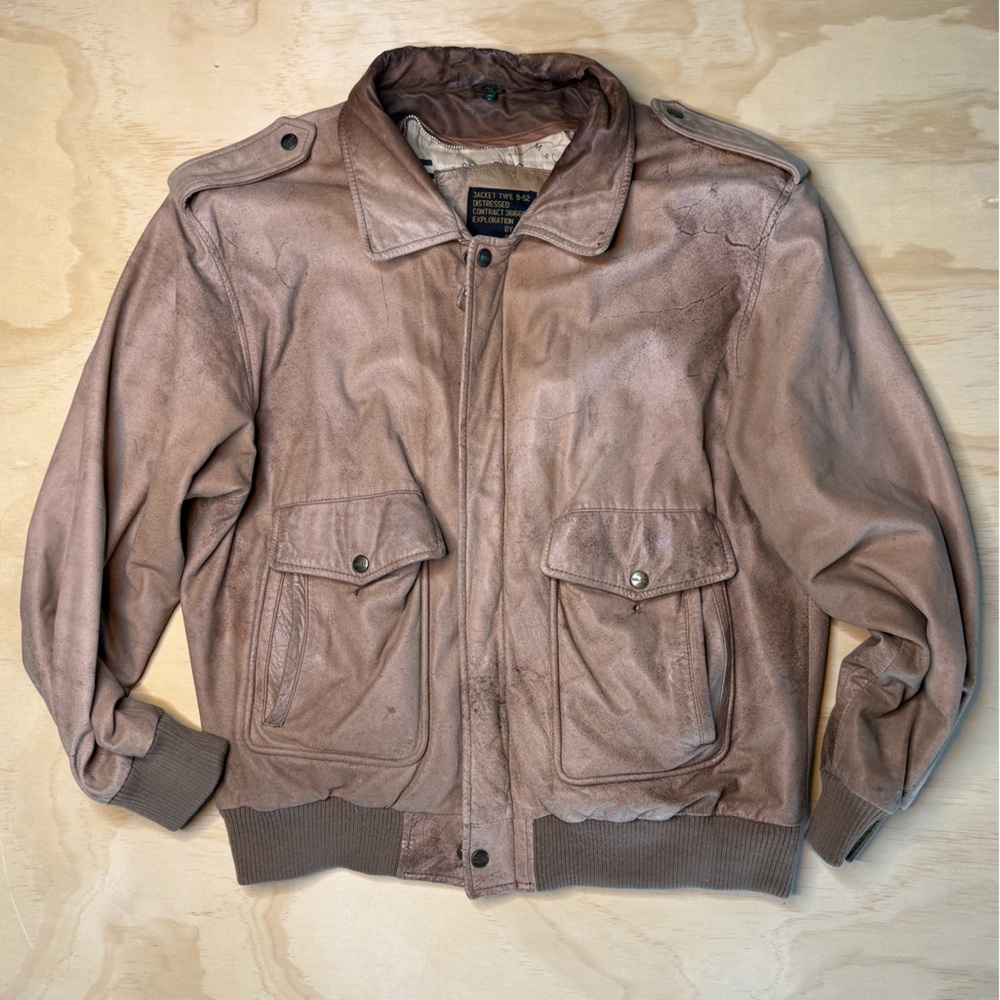 Vintage 80s Exploration by Adler distressed 100% leather bomber jacket